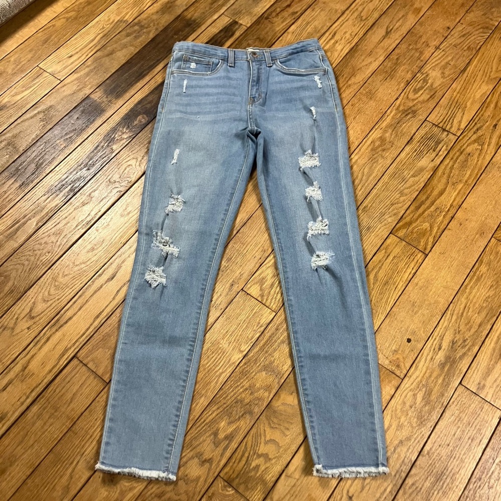 Levis 720 High Rise Super Skinny Distressed Light Wash Jeans Girls Size 16 REG